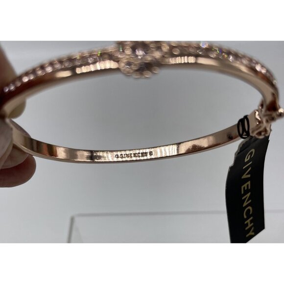 NWT Givenchy Crystal Flower Hinged Bangle Lock Bracelet Rosegold - Picture 5 of 10